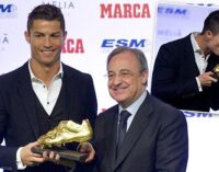 Ronaldo receives shared Golden Boot award