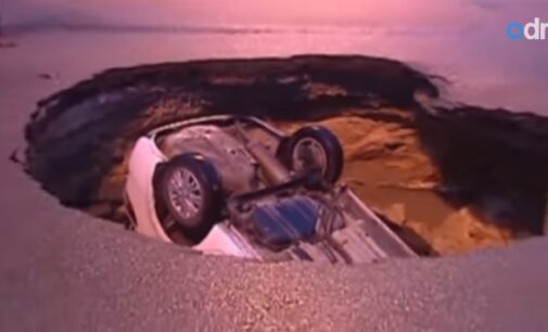 Sinkhole swallows car in China