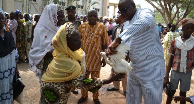 Fayose shares rice, chicken, raw cash in Christmas ‘stomach infrastructure’ programme