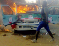 APC supporters burnt Jonathan’s campaign bus in Jos, president’s aide alleges