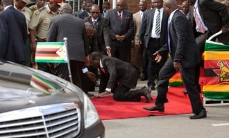 90-year-old Mugabe falls at Harare Airport