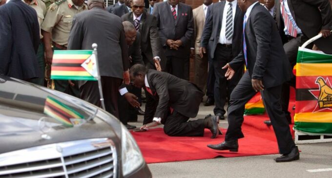 90-year-old Mugabe falls at Harare Airport