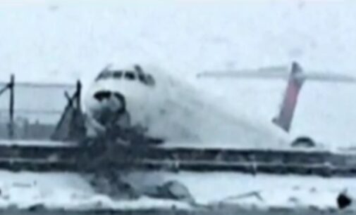 Delta airline plane skids off New York runway