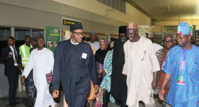 Buhari arrives Nigeria from UK