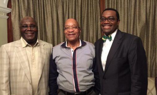 Atiku meets Zuma for Adesina’s ADB presidential ambition