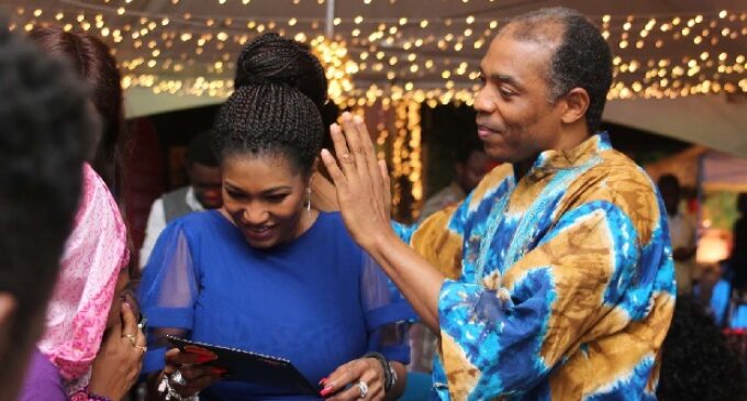Ex-couple Femi and Funke Kuti spotted getting cozy