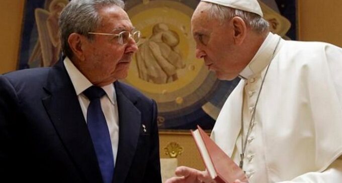 Pope Francis receives Raul Castro at Vatican City