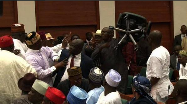 VIDEO: House of reps in free-for-all, mace seized
