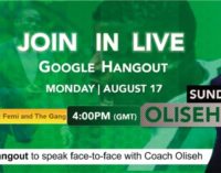 Chat with Oliseh live on Google+ Hangout
