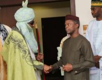 Just report that I came to the villa, Sanusi tells journalists after meeting Osinbajo