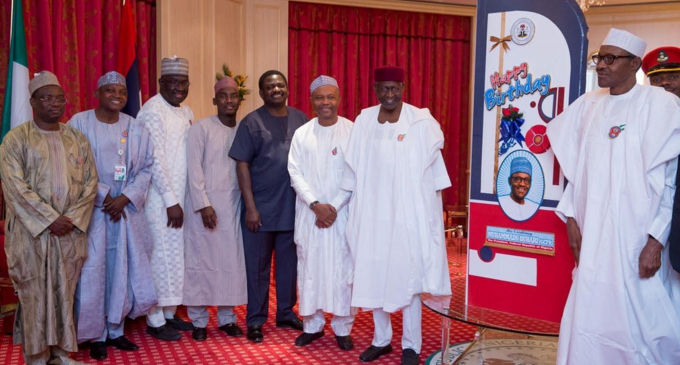Buhari’s aides surprise him on 73rd birthday