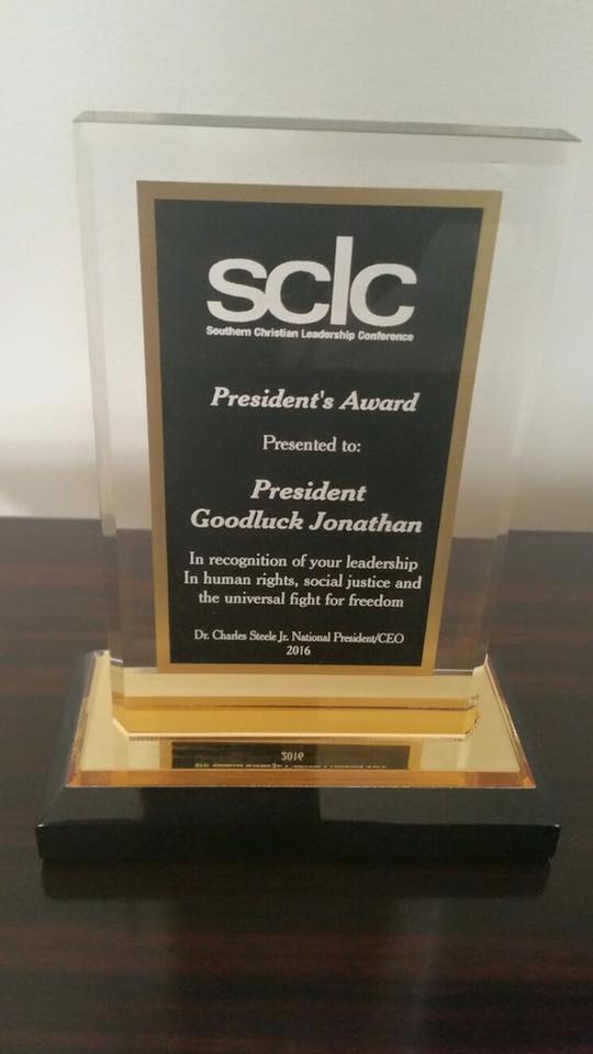 Goodluck JOnathan sclc Award