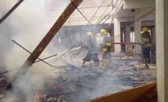 Tension as fire destroys Stanbic IBTC Bank in Lagos
