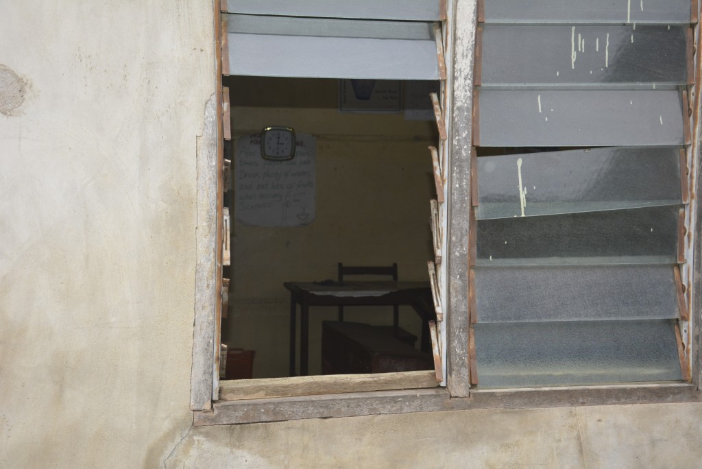 The window the children took on their way to safety