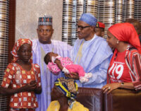 VIDEO: Buhari receives rescued Chibok girl