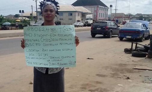 I was first to carry a placard but Osinbajo met my imitator, says jobless PhD student