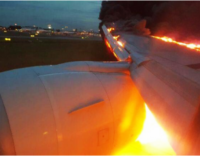 Plane catches fire after emergency landing