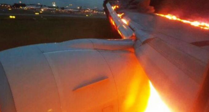 Plane catches fire after emergency landing