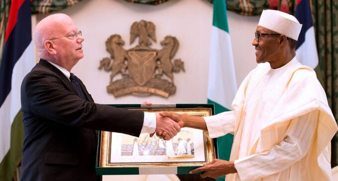 Buhari urges departing Entwistle to write a book on Nigeria