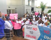 Tinubu’s women supporters take anti-Melaye protest to Ambode’s office