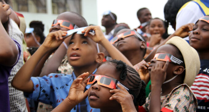 PHOTOS: Abuja pupils gather at NASRDA to watch solar eclipse