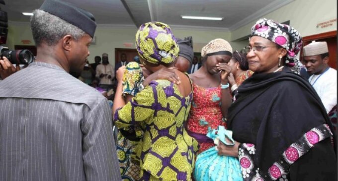 Tears flow as freed Chibok girls meet Osinbajo