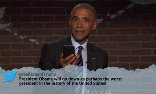 Obama enjoys reading mean tweets about himself