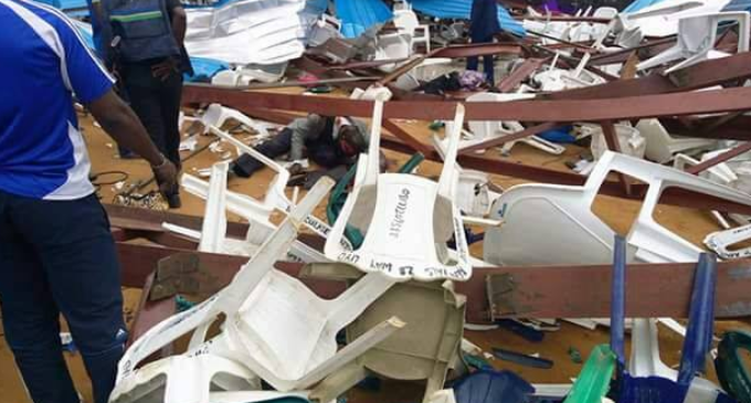 UPDATED: ’18 killed’, governor escapes as church building collapses in Uyo