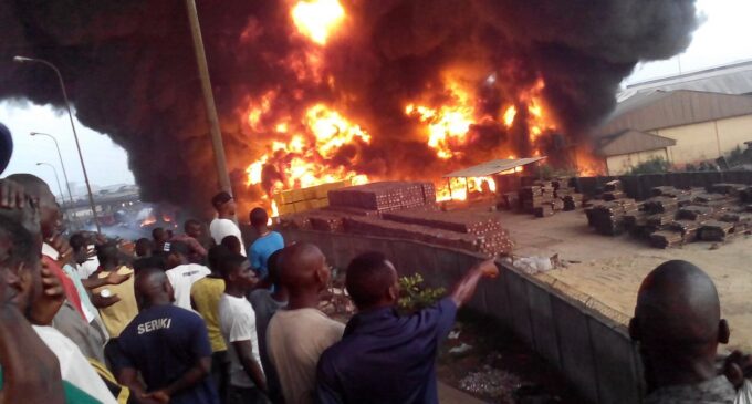 Head office of Nigerian Breweries on fire