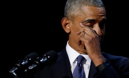 Emotional Obama sheds tears thanking Michelle in farewell speech