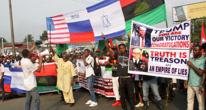 IPOB: Protesters ask US to respect Nigeria’s sovereignty
