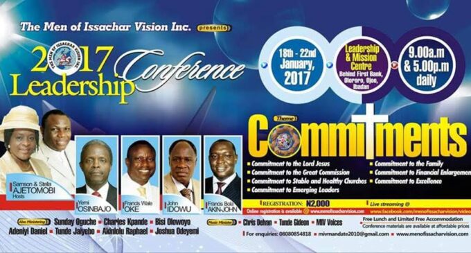 Osinbajo leads other dignitaries to Men of Issachar Vision’s conference