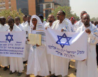 EXTRA: ‘Igbo Jews’ protest Nnamdi Kanu’s trial