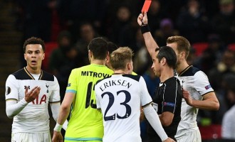Dele Alli sent off as Tottenham crash out of Europa League