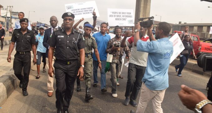 Fatai Owoseni, Lagos police commissioner joins protest