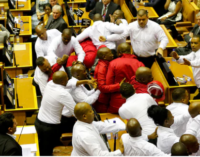 South African lawmakers exchange blows during Zuma’s address