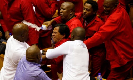 South African lawmakers exchange blows at parliament
