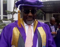 EXTRA: Dino Melaye wears academic gown to senate
