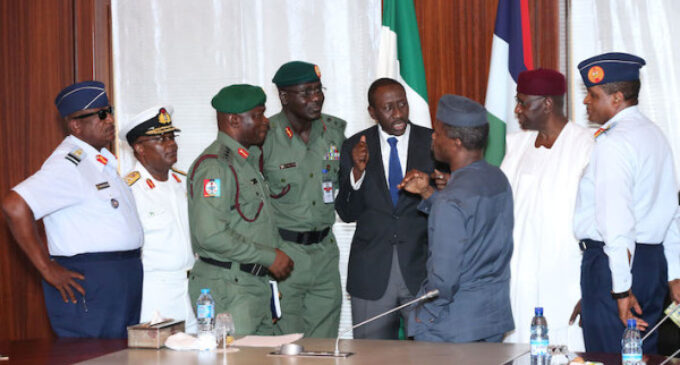 Service chiefs brief Osinbajo, pledge total loyalty to Buhari