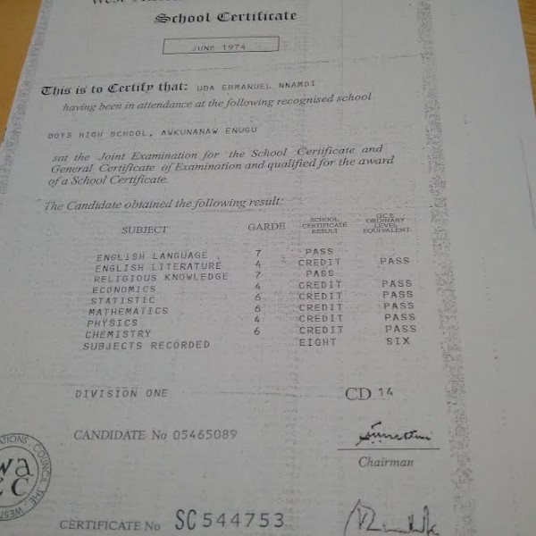 The WAEC certificate alleged to be forged