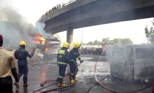 Fire breaks out as tanker crashes on car in Lagos