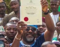 PHOTOS: Melaye collects his certificate from ABU