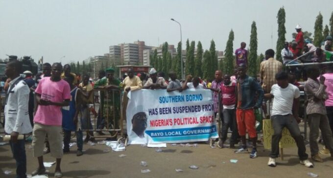 Protesters storm n’assembly over Ndume’s suspension