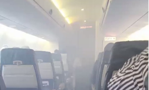 VIDEO: Passengers panic as smoke engulfs ‘Lagos-bound’ aircraft
