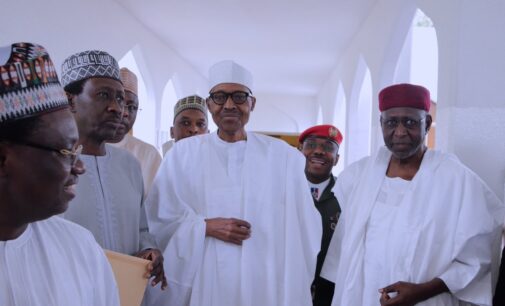 Buhari observes Juma’at service at Aso villa