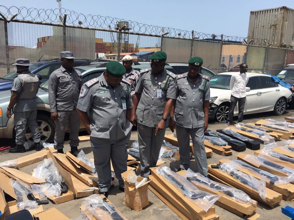 NIGERIA CUSTOM INTERCEPTED LARGE POMP RIFFLES AT THE NIGERIA WHARF PORT, APAPA, LAGOS..YESTERDAY 2