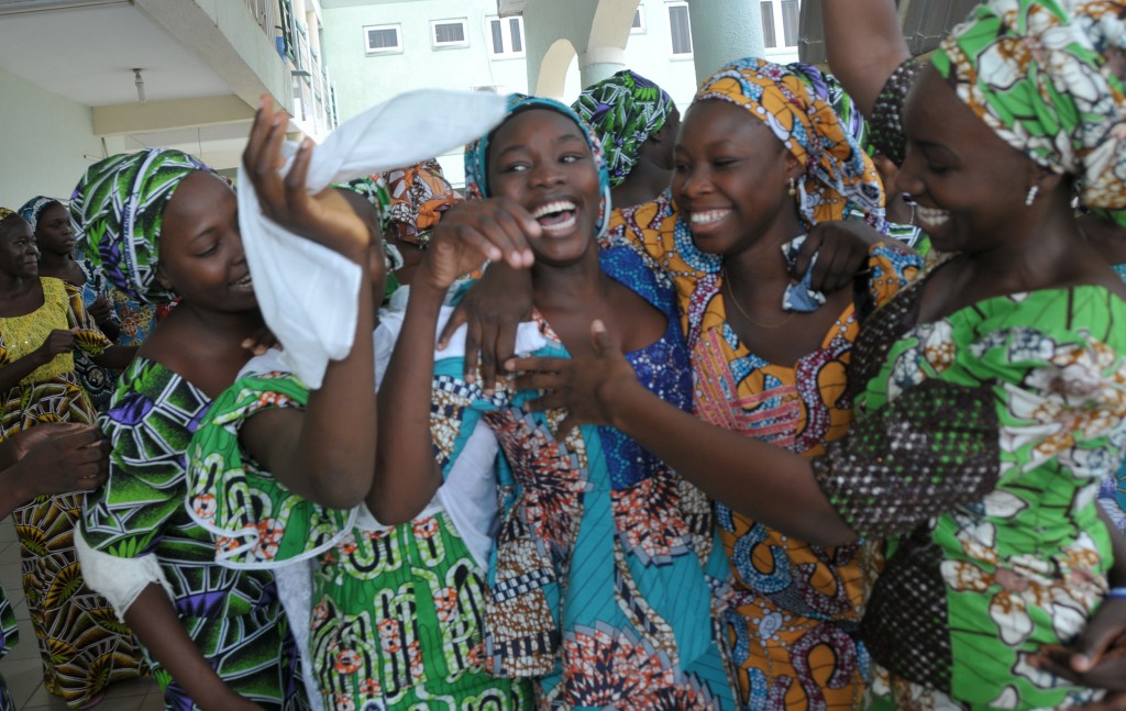 PIC .5.  82 RESCUED CHIBOK SCHOOL GIRLS REUNITE WITH THE 21 RESCUED LAST YEAR, IN ABUJA