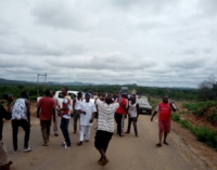 VIDEO: Youth chanting anti-Melaye song block road to his hometown