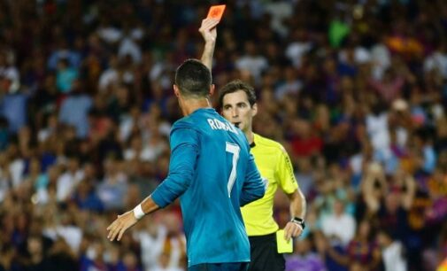 Ronaldo gets five-match ban for pushing referee, red card
