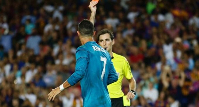 Ronaldo gets five-match ban for pushing referee, red card